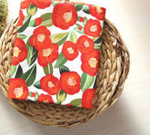 半碼韓國製造水彩山茶花圖案布料